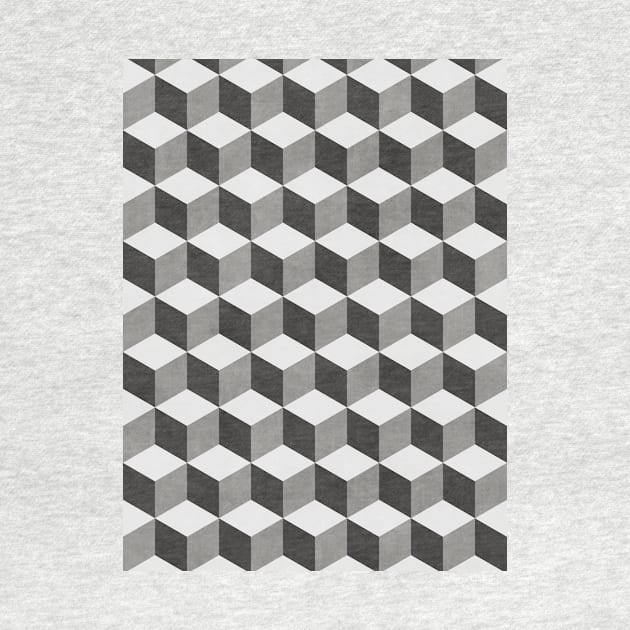 Geometric Cube Pattern - Shades of Grey by ZoltanRatko